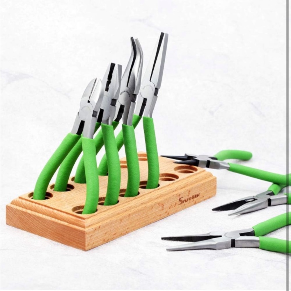 2 Pack -Wood jewelry plier organizer stands
